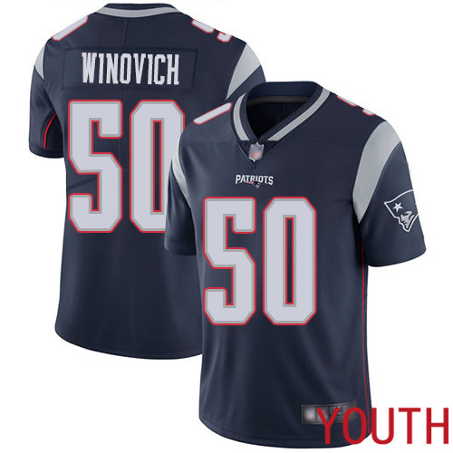 New England Patriots Football #50 Vapor Limited Navy Blue Youth Chase Winovich Home NFL Jersey->youth nfl jersey->Youth Jersey